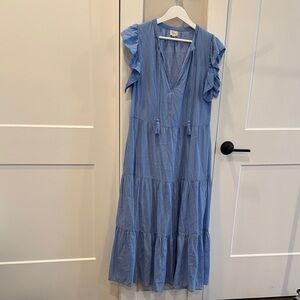 Elan Light Blue Tiered Maxi Dress